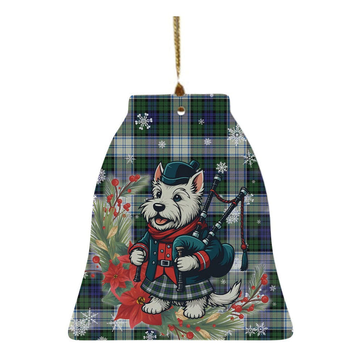 Scottish Blackwatch Dress Modern Clan Tartan Ceramic Ornament Cute Scottish Terrier Dog Bell Style Tartan Plaid