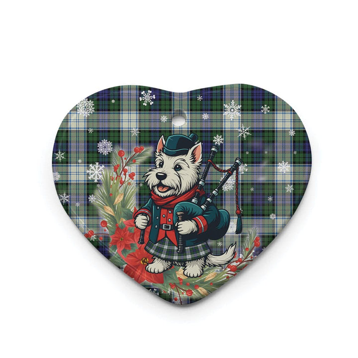 Scottish Blackwatch Dress Modern Clan Tartan Ceramic Ornament Cute Scottish Terrier Dog Heart Style Tartan Plaid