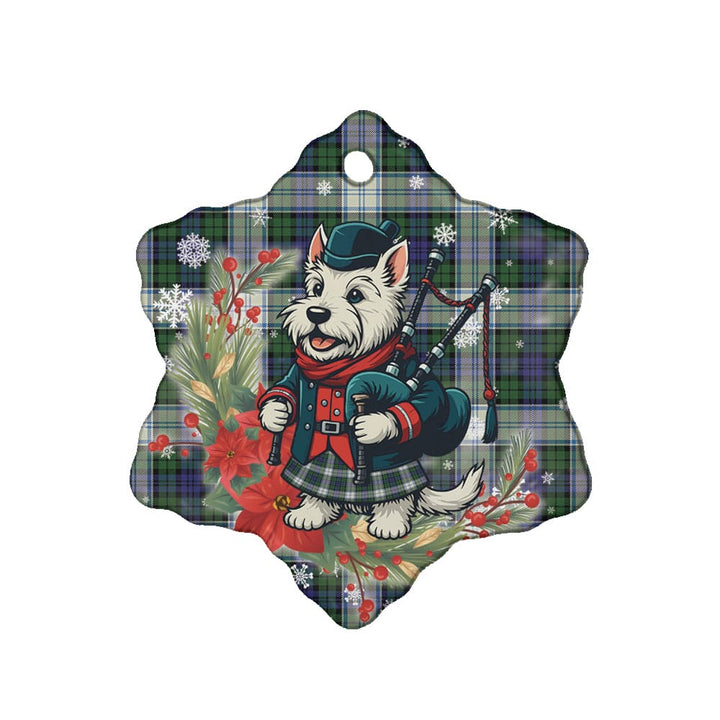 Scottish Blackwatch Dress Modern Clan Tartan Ceramic Ornament Cute Scottish Terrier Dog Snow Flake Style Tartan Plaid