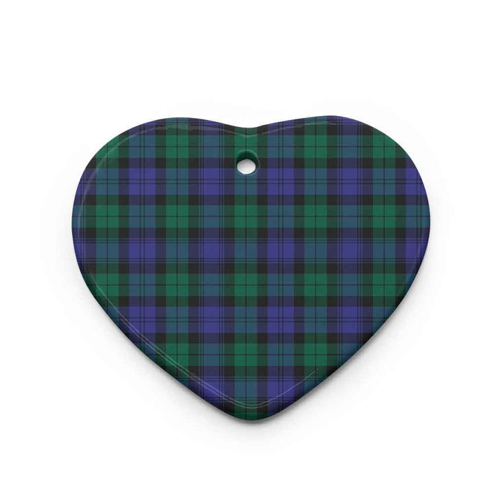 Scottish Blackwatch Modern Clan Tartan Ceramic Ornament Heart Shape Tartan Plaid