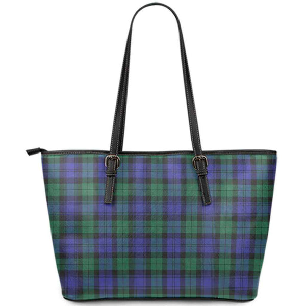 Scottish Blackwatch Modern Clan Tartan Leather Tote Tartan Plaid