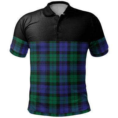 Scottish Blackwatch Modern Clan Tartan Polo Shirt - Horizontal Style Front Side Tartan Plaid