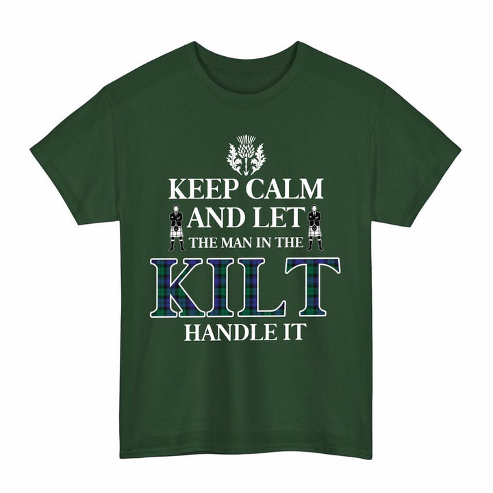 Scottish Blackwatch Modern Clan Tartan T-Shirt - Keep Calm Tartan Plaid Forest Green Color