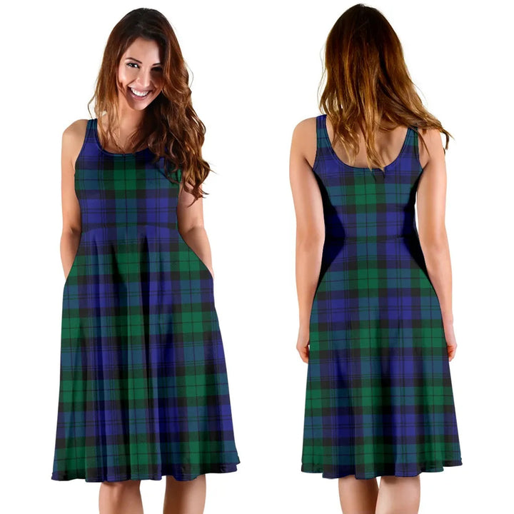 Scottish Blackwatch Modern Clan Tartan Women Midi Dress
