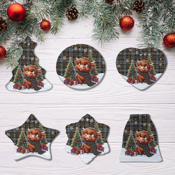 Scottish BlackWatch Weathered Clan Tartan Ceramic Ornament Cute Highland Cow Christmas All Style Tartan Plaid