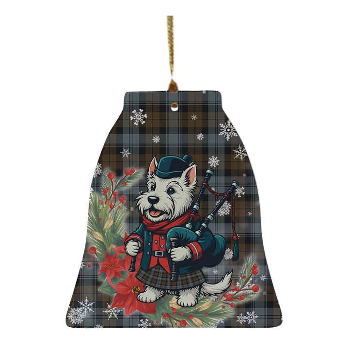 Scottish BlackWatch Weathered Clan Tartan Ceramic Ornament Cute Scottish Terrier Dog Bell Style Tartan Plaid