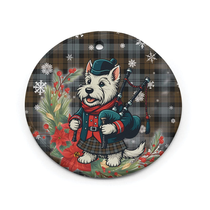 Scottish BlackWatch Weathered Clan Tartan Ceramic Ornament Cute Scottish Terrier Dog Circle Style Tartan Plaid