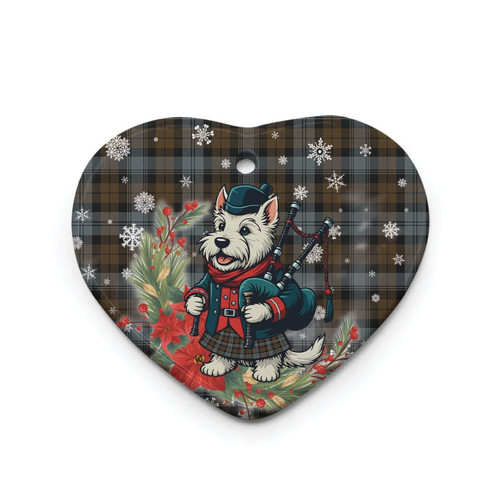 Scottish BlackWatch Weathered Clan Tartan Ceramic Ornament Cute Scottish Terrier Dog Heart Style Tartan Plaid