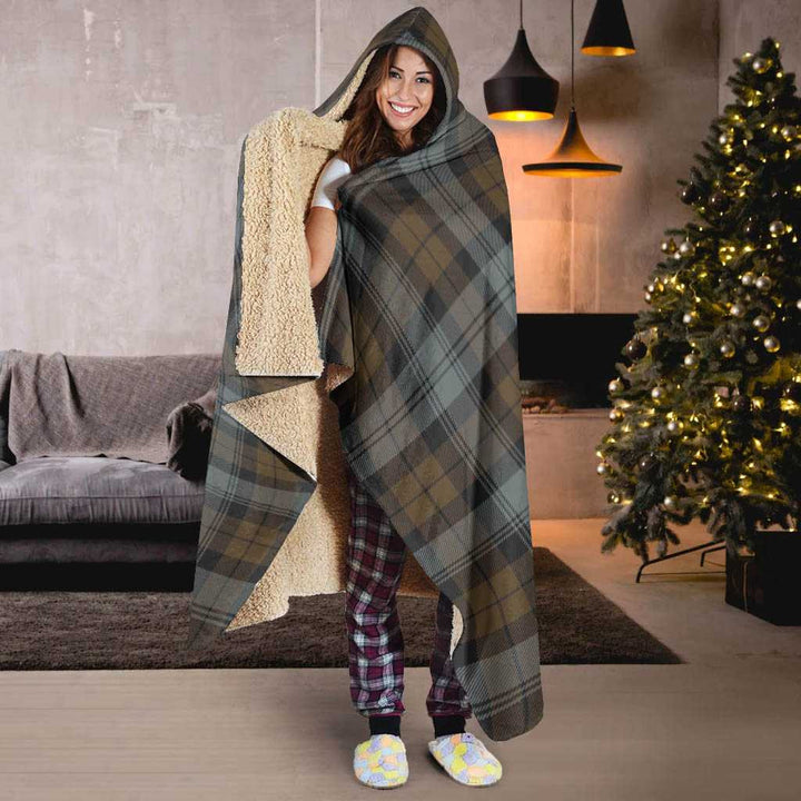 Scottish BlackWatch Weathered Clan Tartan Hooded Blanket Tartan Plaid 6