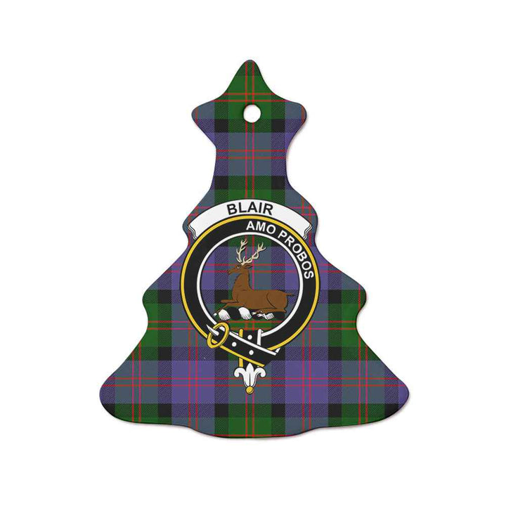 Scottish Blair Clan Crest Tartan Ceramic Ornament Tree Shape Tartan Plaid