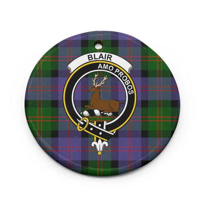 Scottish Blair Clan Crest Tartan Ceramic Ornament Circle Shape Tartan Plaid