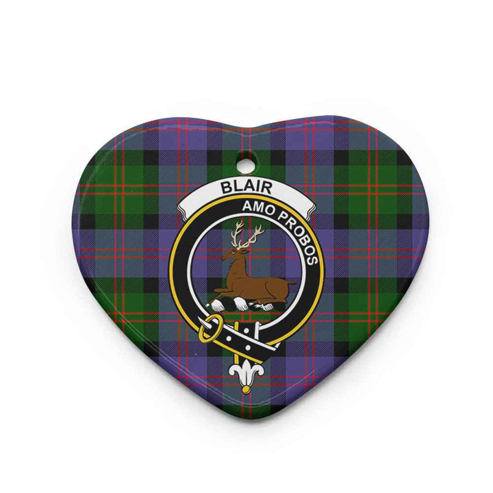 Scottish Blair Clan Crest Tartan Ceramic Ornament Heart Shape Tartan Plaid