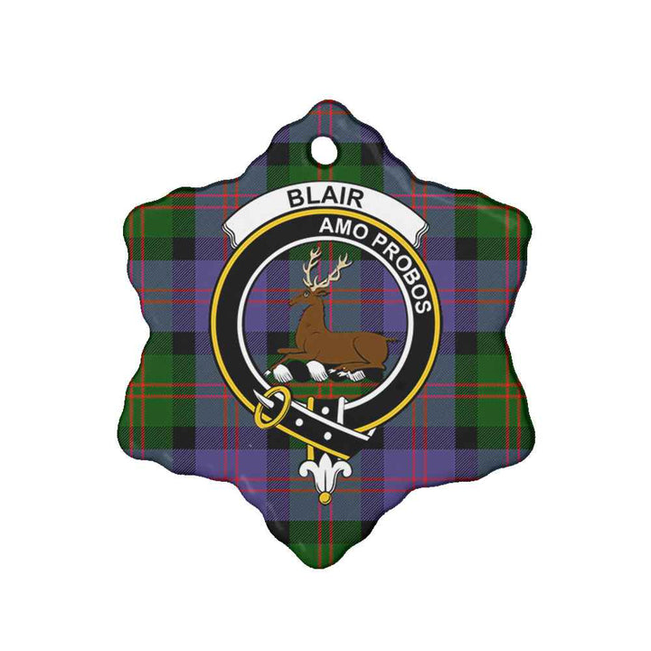 Scottish Blair Clan Crest Tartan Ceramic Ornament Snow Flake Shape Tartan Plaid