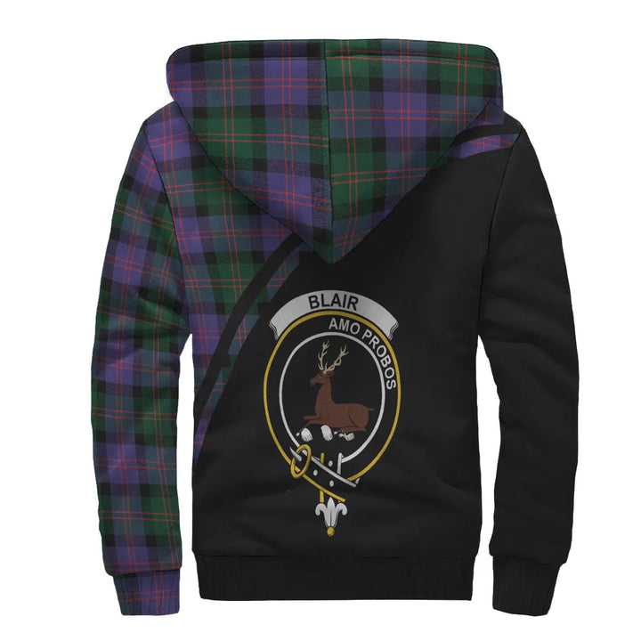 Scottish Blair Clan Crest Tartan Curve Sherpa Hoodie