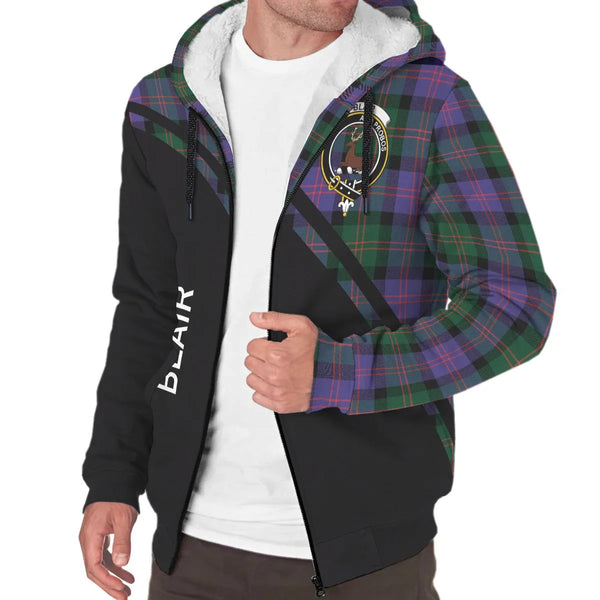 Scottish Blair Clan Crest Tartan Curve Sherpa Hoodie