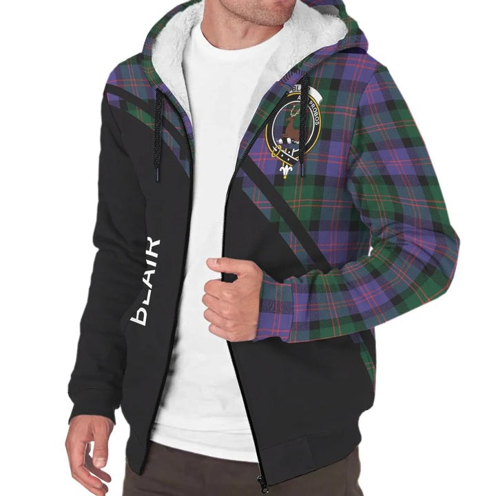 Scottish Blair Clan Crest Tartan Curve Sherpa Hoodie
