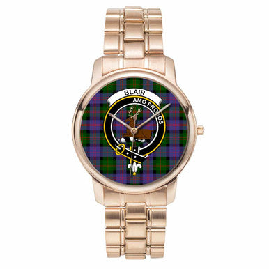 Scottish Blair Clan Crest Tartan Folding Clasp Steel Quartz Watches Tartan Plaid Rose Gold 1