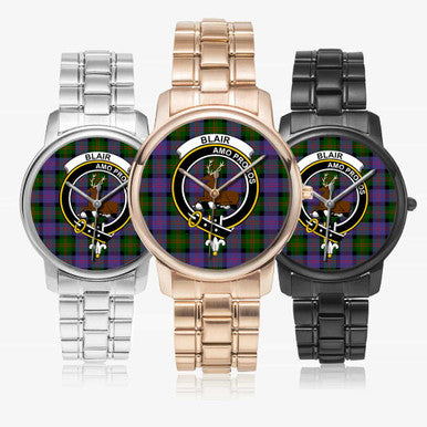 Scottish Blair Clan Crest Tartan Folding Clasp Steel Quartz Watches Tartan Plaid All