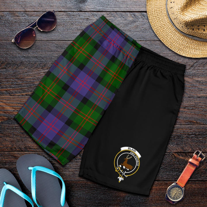 Scottish Blair Clan Crest Tartan Half of Me Men's Shorts