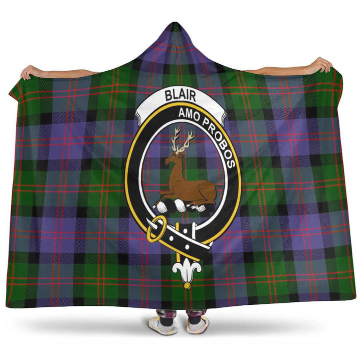 Scottish Blair Clan Crest Tartan Hooded Blanket Tartan Plaid 1