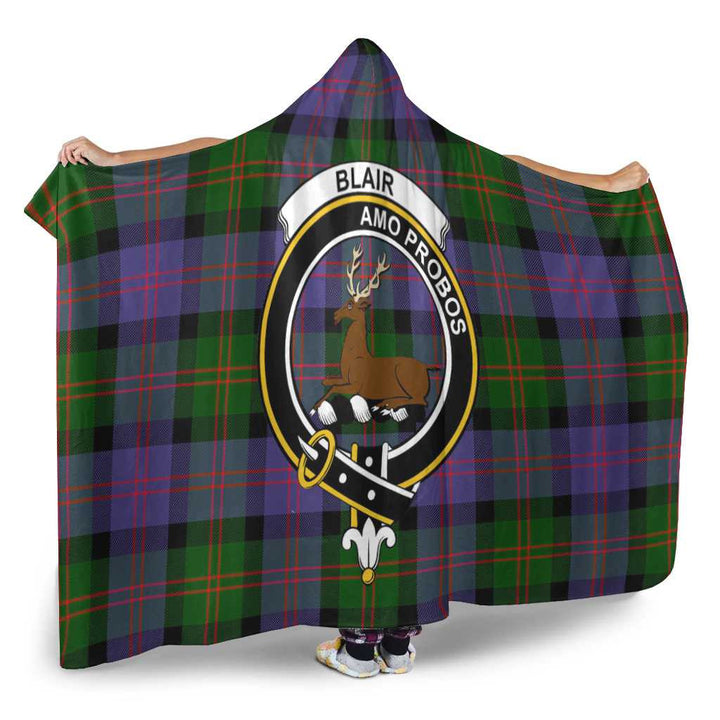 Scottish Blair Clan Crest Tartan Hooded Blanket Tartan Plaid 2