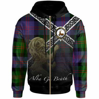 Scottish Blair Clan Crest Tartan Hoodie - Scotland Lion Zip-up Tartan Plaid