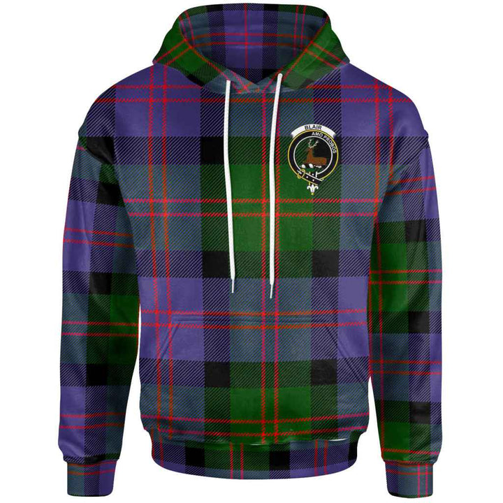 Scottish Blair Clan Crest Tartan Hoodie Front Side Tartan Plaid