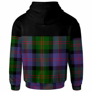 Scottish Blair Clan Crest Tartan Hoodie - Horizontal Style Back Side Tartan Plaid