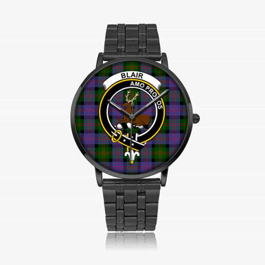 Scottish Blair Clan Crest Tartan Instafamous Steel Quartz Watches Tartan Plaid Black 1
