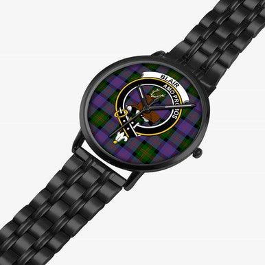 Scottish Blair Clan Crest Tartan Instafamous Steel Quartz Watches Tartan Plaid Black 2