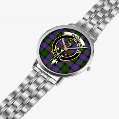Scottish Blair Clan Crest Tartan Instafamous Steel Quartz Watches Tartan Plaid Silver 2