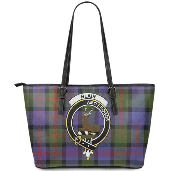 Scottish Blair Clan Crest Tartan Leather Tote Tartan Plaid