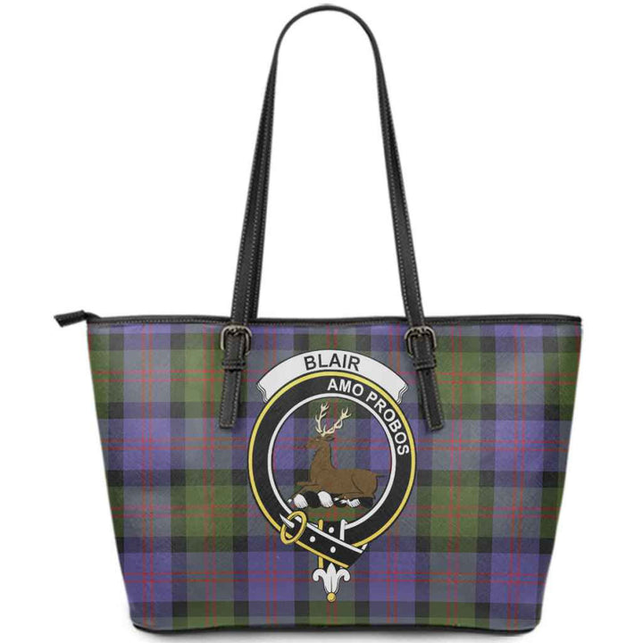 Scottish Blair Clan Crest Tartan Leather Tote Tartan Plaid