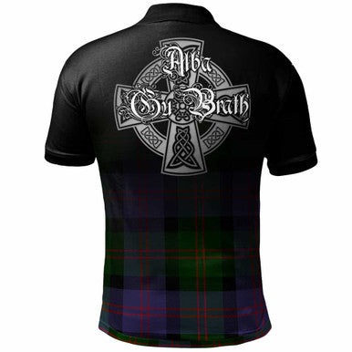 Scottish Blair Clan Crest Tartan Polo Shirt - Alba Gu Brath Family Crest Celtic Inspired Back Side Tartan Plaid