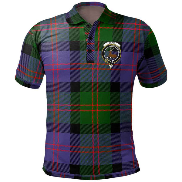 Scottish Blair Clan Crest Tartan Polo Shirt Front Side Tartan Plaid