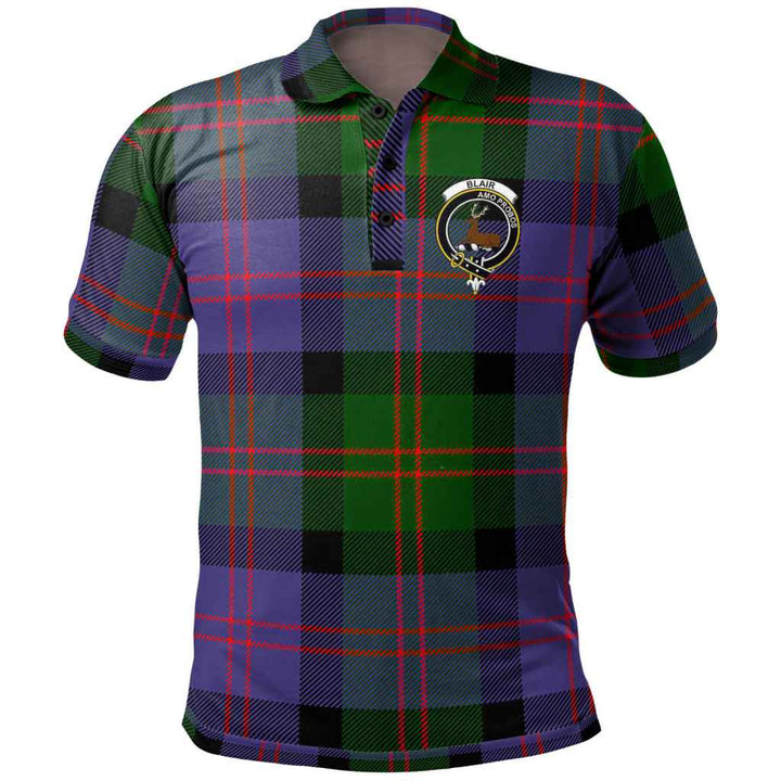 Scottish Blair Clan Crest Tartan Polo Shirt Front Side Tartan Plaid