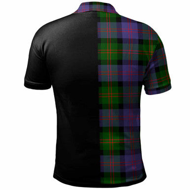 Scottish Blair Clan Crest Tartan Polo Shirt - Half in Me Back Side Tartan Plaid