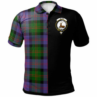 Scottish Blair Clan Crest Tartan Polo Shirt - Half in Me Front Side Tartan Plaid
