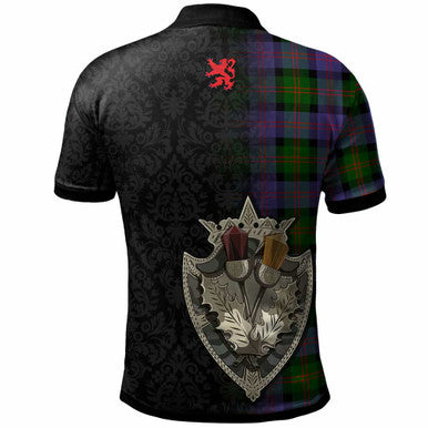 Scottish Blair Clan Crest Tartan Polo Shirt - Half Thistle Flowers Celtic Design Back Side Tartan Plaid