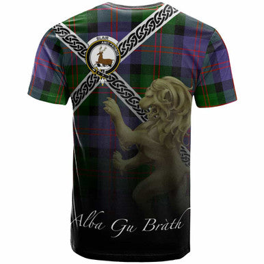 Scottish Blair Clan Crest Tartan T-Shirt - Celtic With Scotland Lion Back Side Tartan Plaid