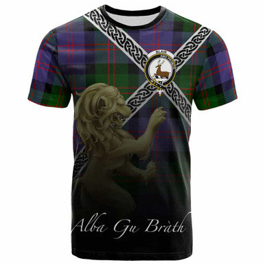 Scottish Blair Clan Crest Tartan T-Shirt - Celtic With Scotland Lion Front Side Tartan Plaid