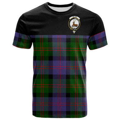 Scottish Blair Clan Crest Tartan T-Shirt - Horizontal Style Front Side Tartan Plaid