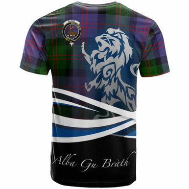 Scottish Blair Clan Crest Tartan T-Shirt - Scotland Lion Back Side Tartan Plaid