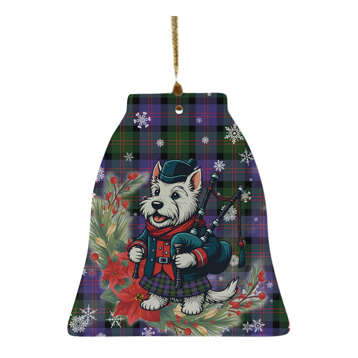 Scottish Blair Modern Clan Tartan Ceramic Ornament Cute Scottish Terrier Dog Bell Style Tartan Plaid