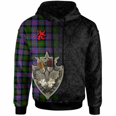 Scottish Blair Modern Clan Tartan Hoodie - Half Thistle Flowers Celtic Design Front Side Tartan Plaid