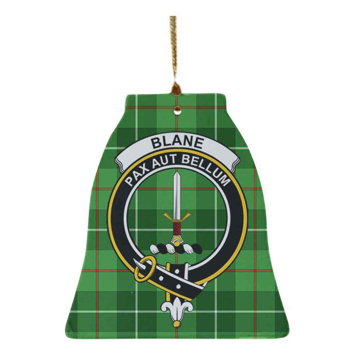 Scottish Blane Clan Crest Tartan Ceramic Ornament Bell Shape Tartan Plaid