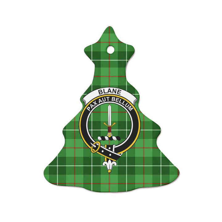 Scottish Blane Clan Crest Tartan Ceramic Ornament Tree Shape Tartan Plaid