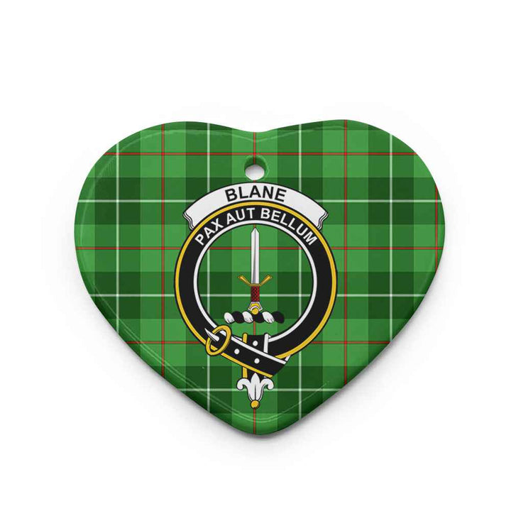 Scottish Blane Clan Crest Tartan Ceramic Ornament Heart Shape Tartan Plaid