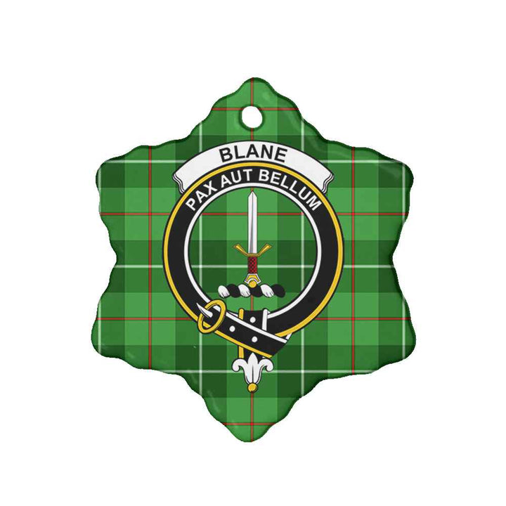 Scottish Blane Clan Crest Tartan Ceramic Ornament Snow Flake Shape Tartan Plaid
