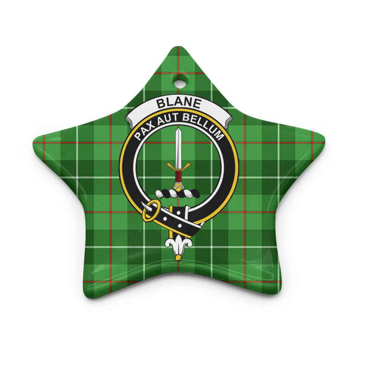 Scottish Blane Clan Crest Tartan Ceramic Ornament Star Shape Tartan Plaid